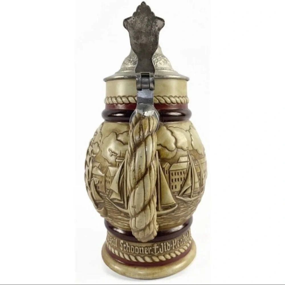 Pirate Pewter Lid Tall-Ships B eer Stein Vintage Nautical Avon Collector Edition